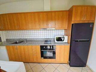 Modern kitchen with wooden cabinets