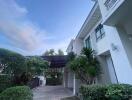 Exterior view of a residential building with landscaping