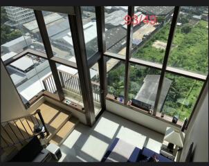 View from within a modern building with floor-to-ceiling windows