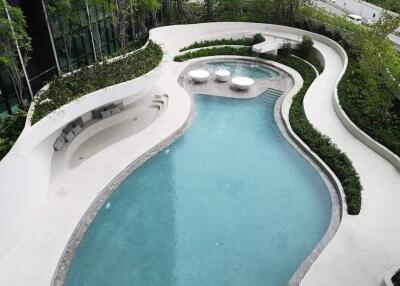 Modern outdoor pool area