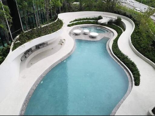 Modern outdoor pool area