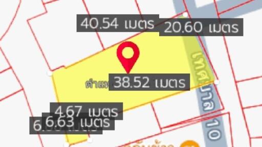 Map showing property plot with dimensions in meters