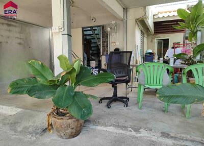 Outdoor seating area with plants