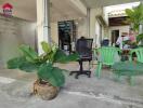 Outdoor seating area with plants