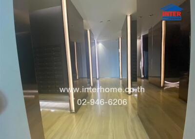 modern building lobby with reflective finishes