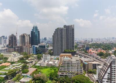 City skyline view with high-rise buildings