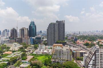 City skyline view with high-rise buildings