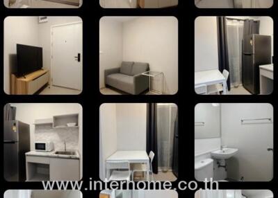 Collage of various rooms and areas in an apartment