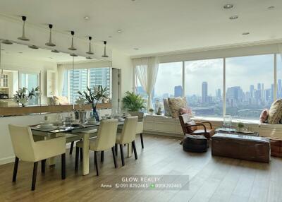 Spacious living-dining area with city view