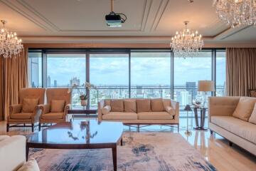 Spacious living room with city view