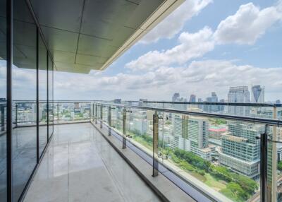 Spacious balcony with city view