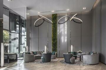 Modern lobby with contemporary furniture and stylish lighting