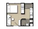 Floor plan of a one-bedroom apartment