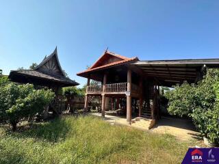 Traditional wooden houses with raised foundation