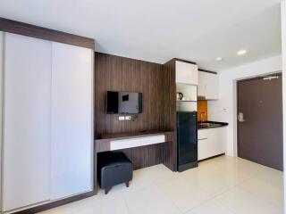 Modern studio apartment with kitchenette