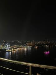 Night cityscape view from balcony