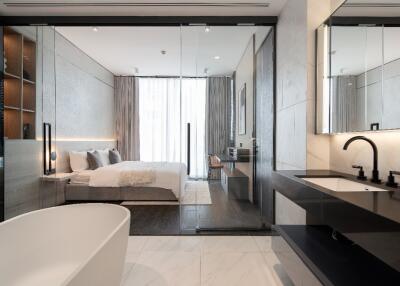 Modern bedroom with ensuite bathroom