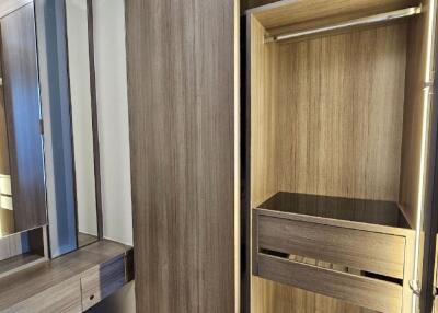Modern wooden wardrobe with vanity area