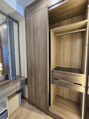 Modern wooden wardrobe with vanity area