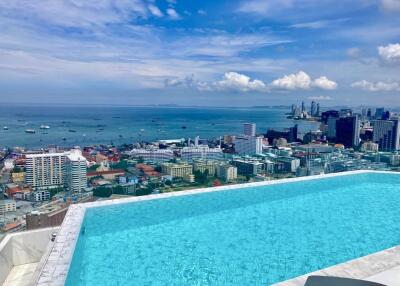 Rooftop swimming pool with city and ocean view