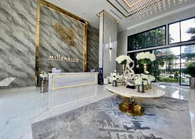 Luxury building lobby with elegant interior design