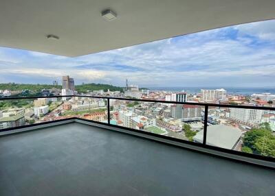 Spacious balcony with city view