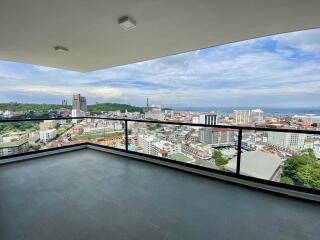 Spacious balcony with city view