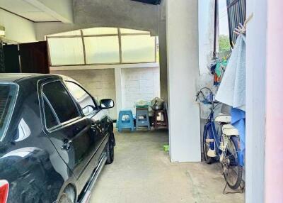 Garage space with vehicle