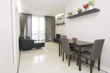 Modern living room with dining area