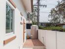 Outdoor area with walkway and electrical infrastructure