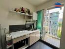 Modern kitchen with a balcony area