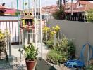 Beautifully maintained garden area with plants and small structure