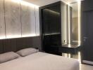 Modern bedroom with integrated lighting and contemporary design