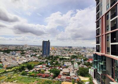 City view from high-rise building balcony