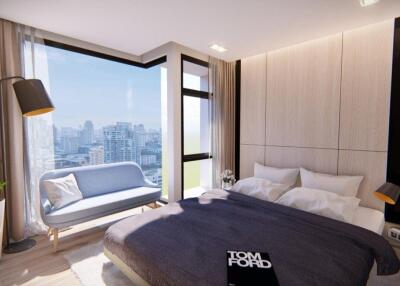 Modern bedroom with city view