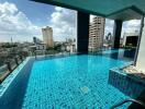 Rooftop swimming pool with a city view