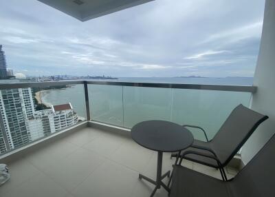 Modern balcony with ocean view