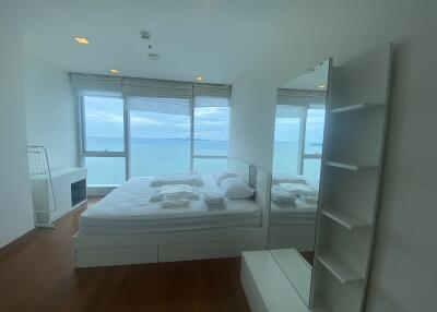 Bedroom with ocean view and modern furnishings