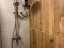 Modern shower area with water heater