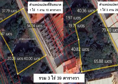 Aerial view of property boundaries with measurements