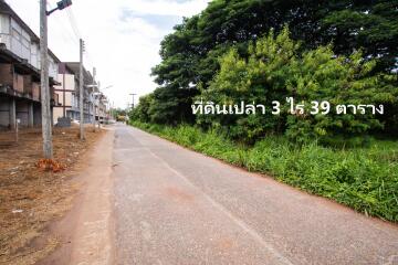 Empty plot of land beside a road with some greenery