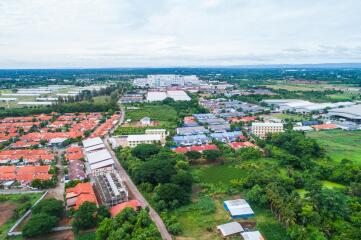 Aerial view of a residential neighborhood