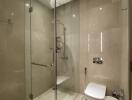 Modern bathroom with glass shower enclosure