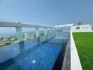 Infinity pool with ocean view and rooftop garden