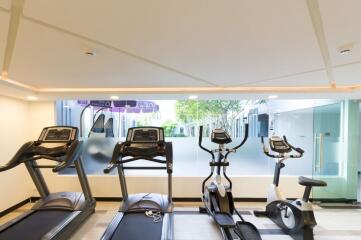 Well-equipped gym with modern exercise machines