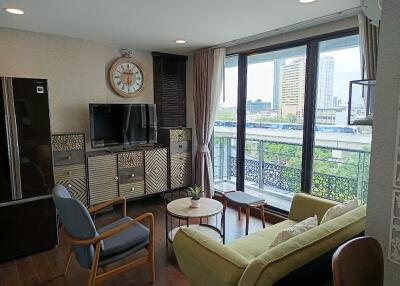 Modern living room with balcony view