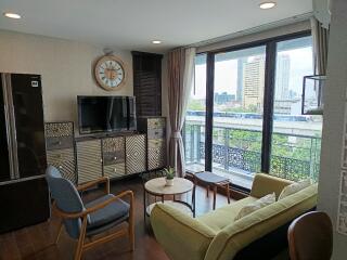 Modern living room with balcony view