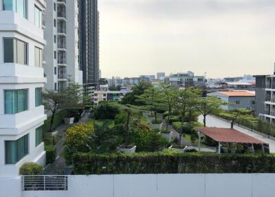 View of residential buildings and landscaped garden