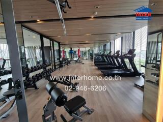 Spacious modern gym with equipment and large windows