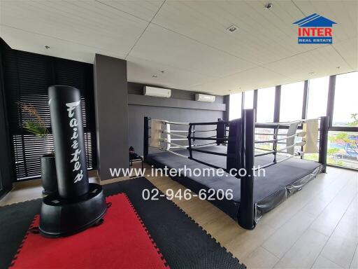 Recreation room with boxing ring